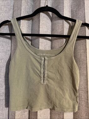 Aeropostale Olive Scoop Neck Cropped Tank
